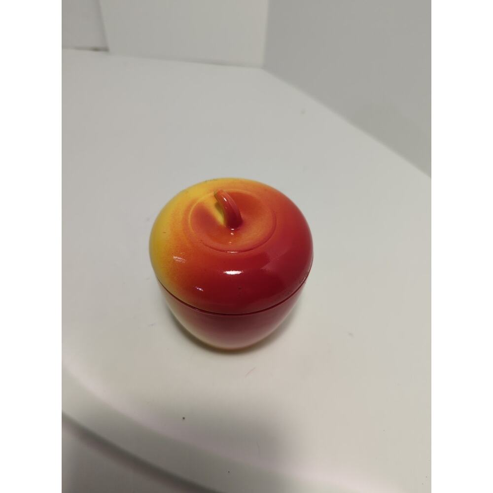 Hazel Atlas Apple Milk Glass Covered Sugar Bowl Jam Jar Red Yellow 4"H Vintage - Picture 2 of 9